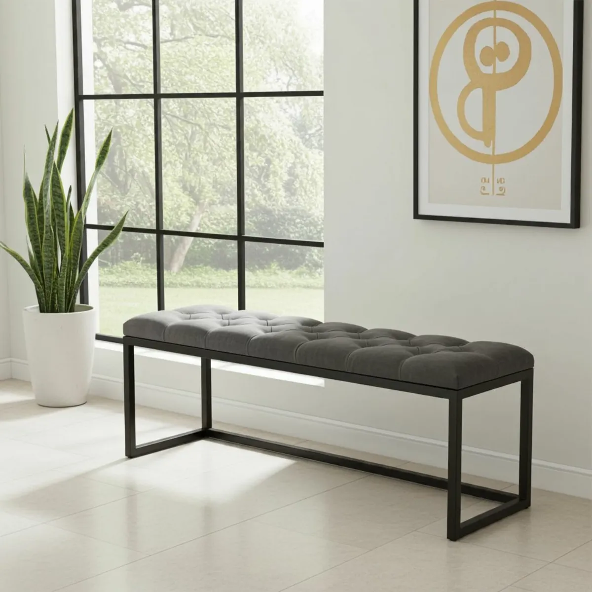 Metal frame long bench - Image 3