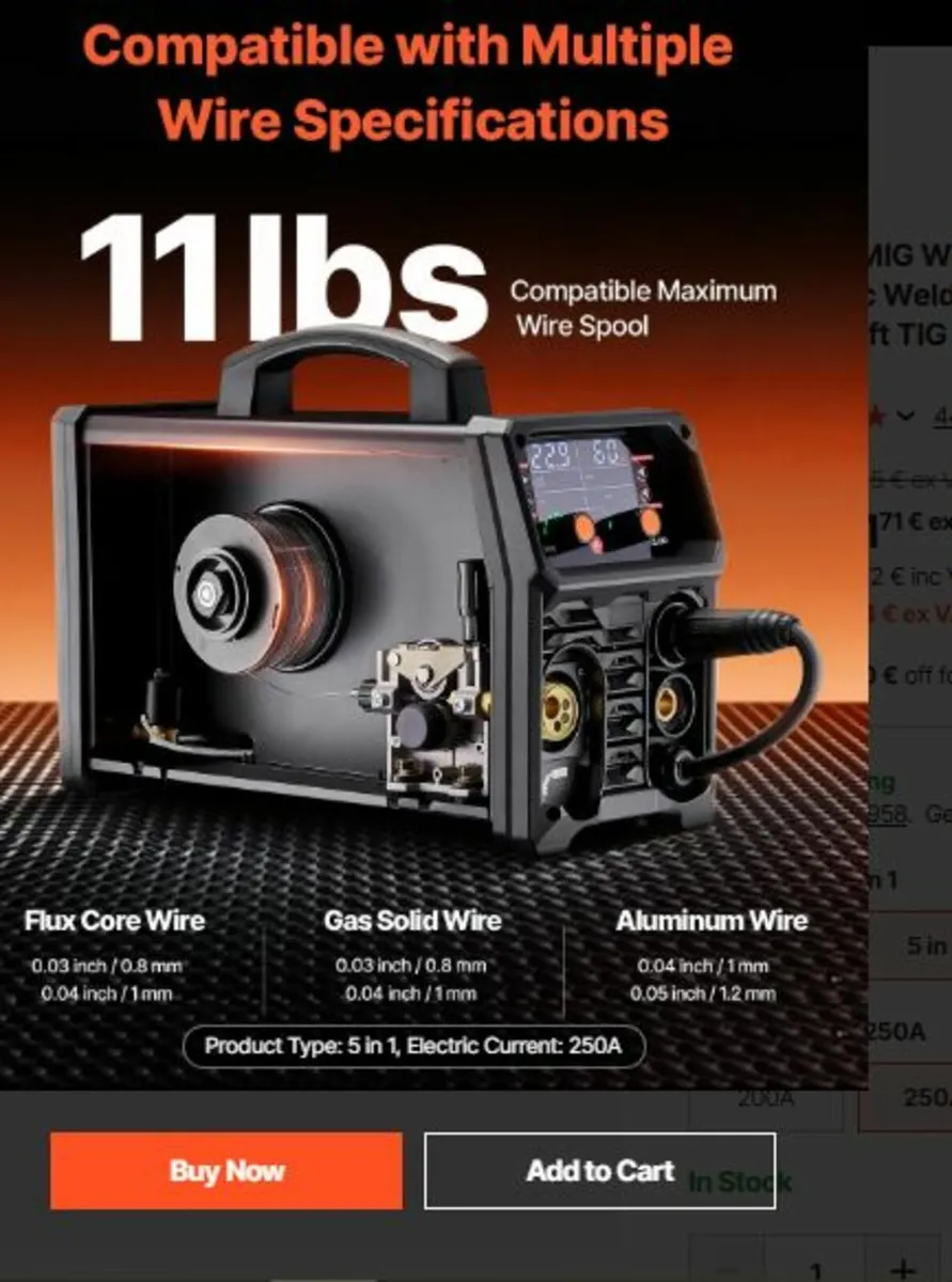 Pro MIG Welder, 250Amp Pluse Mig Welding Machine, - Image 2