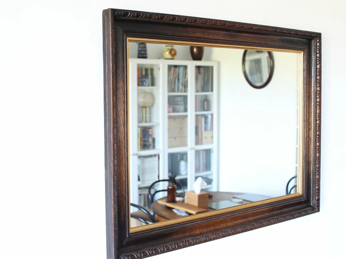Antique Oak Mirror - Image 2