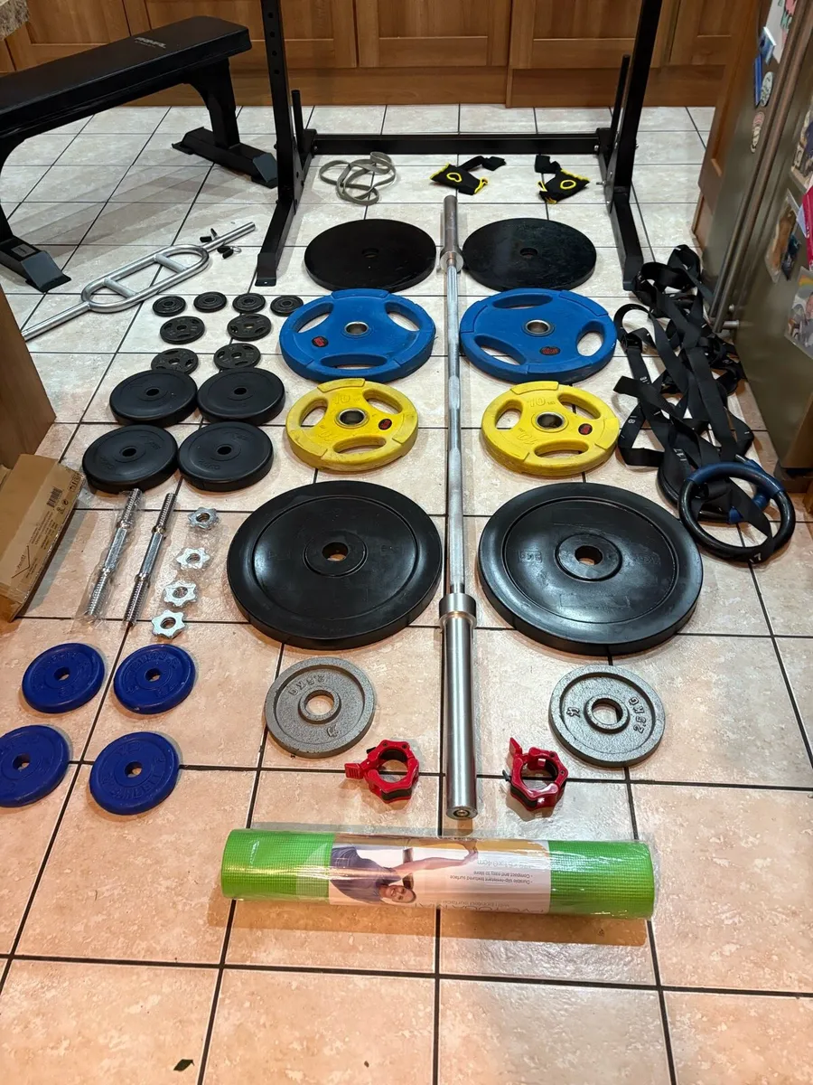 CHEAP OLYMPIC WEIGHT SET UP, BENCH, SQUAT, WEIGHTS - Image 3