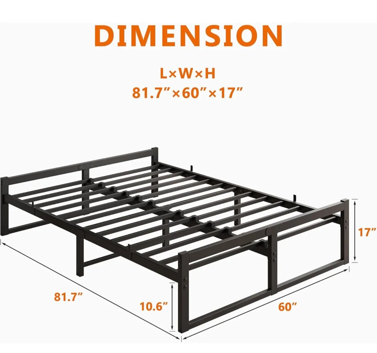 King Size Metal Bed Frame Platform - Image 1