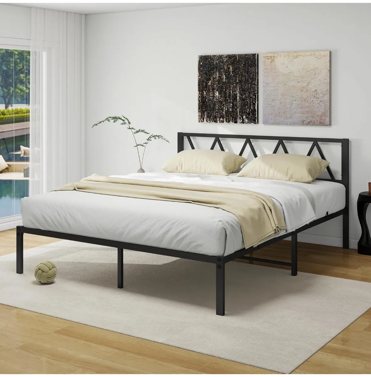 King Size Bed Frame with Headboard Storage - Image 3