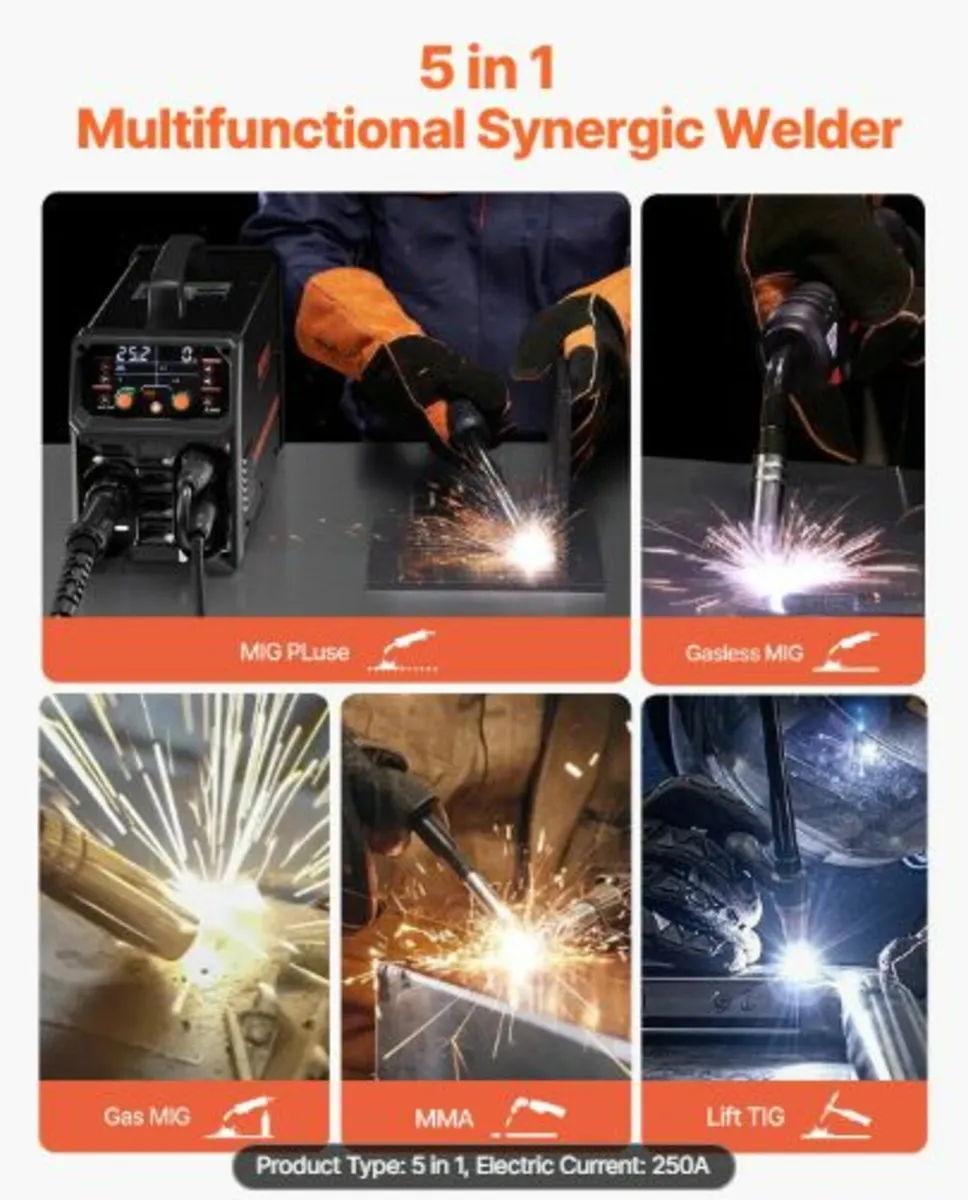 Pro MIG Welder, 250Amp Pluse Mig Welding Machine, - Image 4