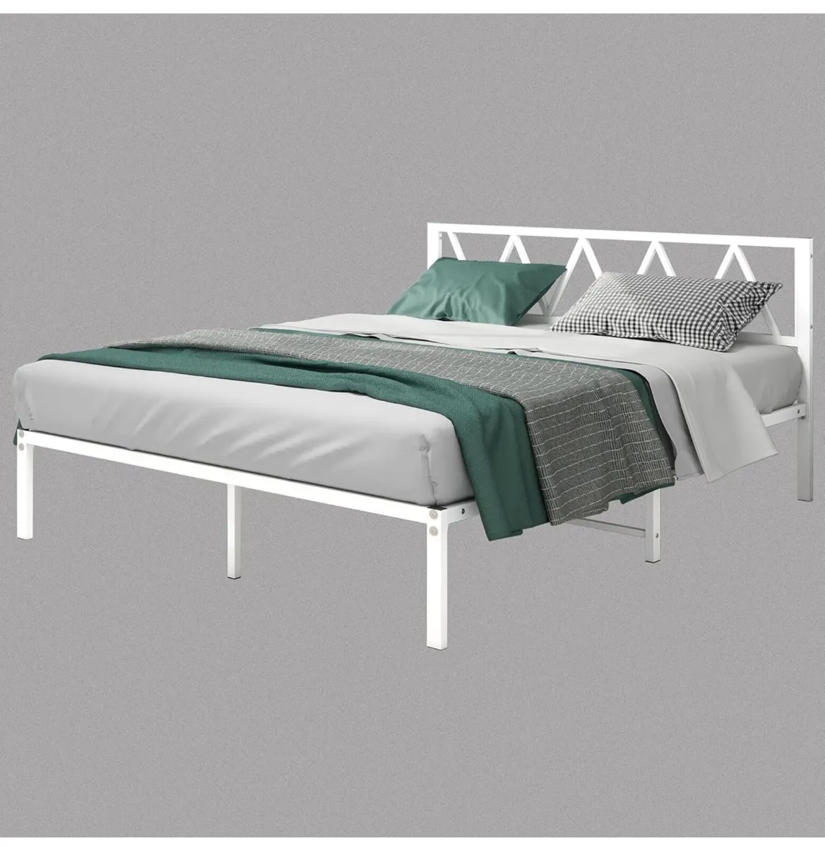 White King Size Bed Frame with Headboard - Image 2