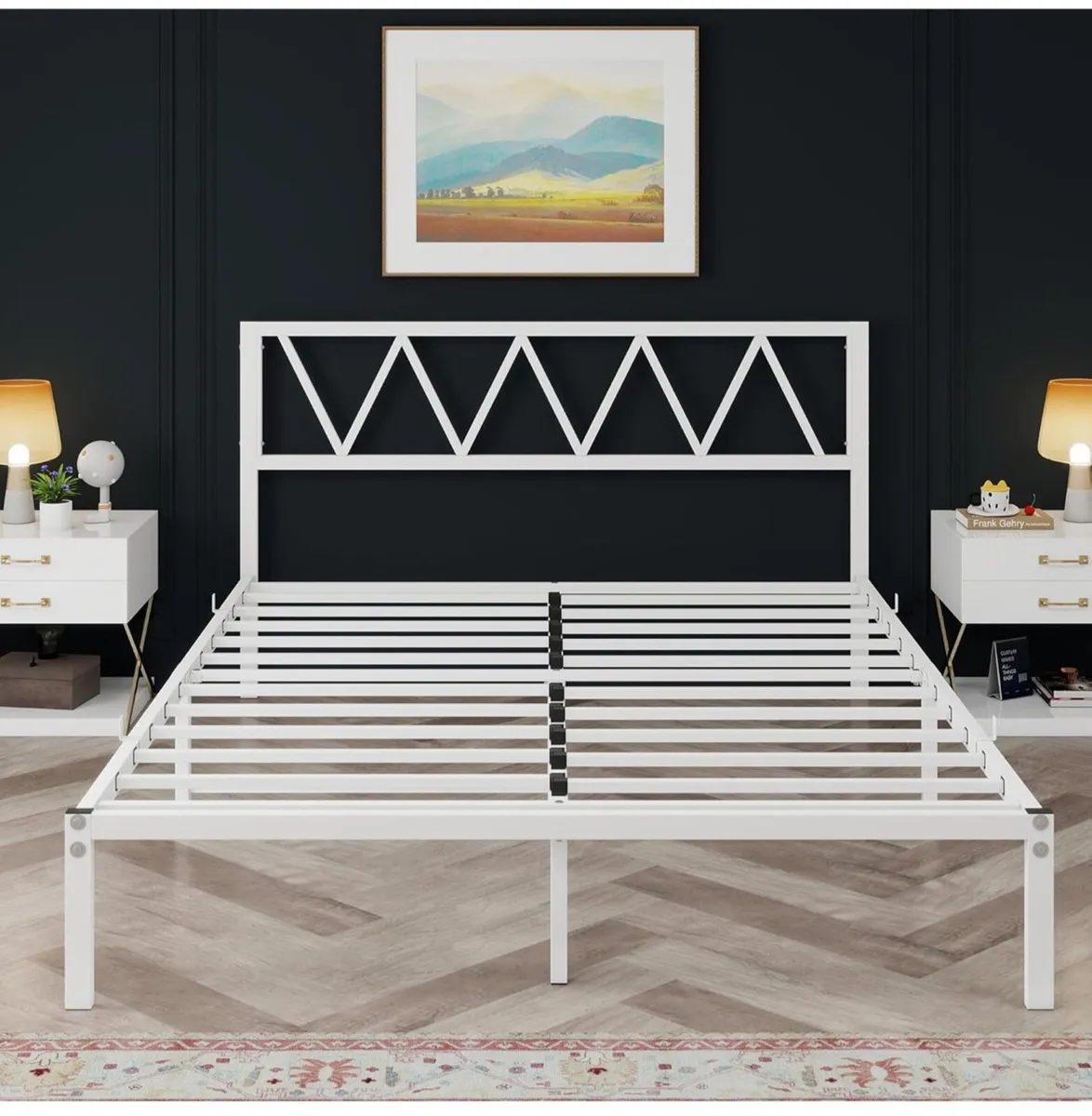 White King Size Bed Frame with Headboard - Image 3