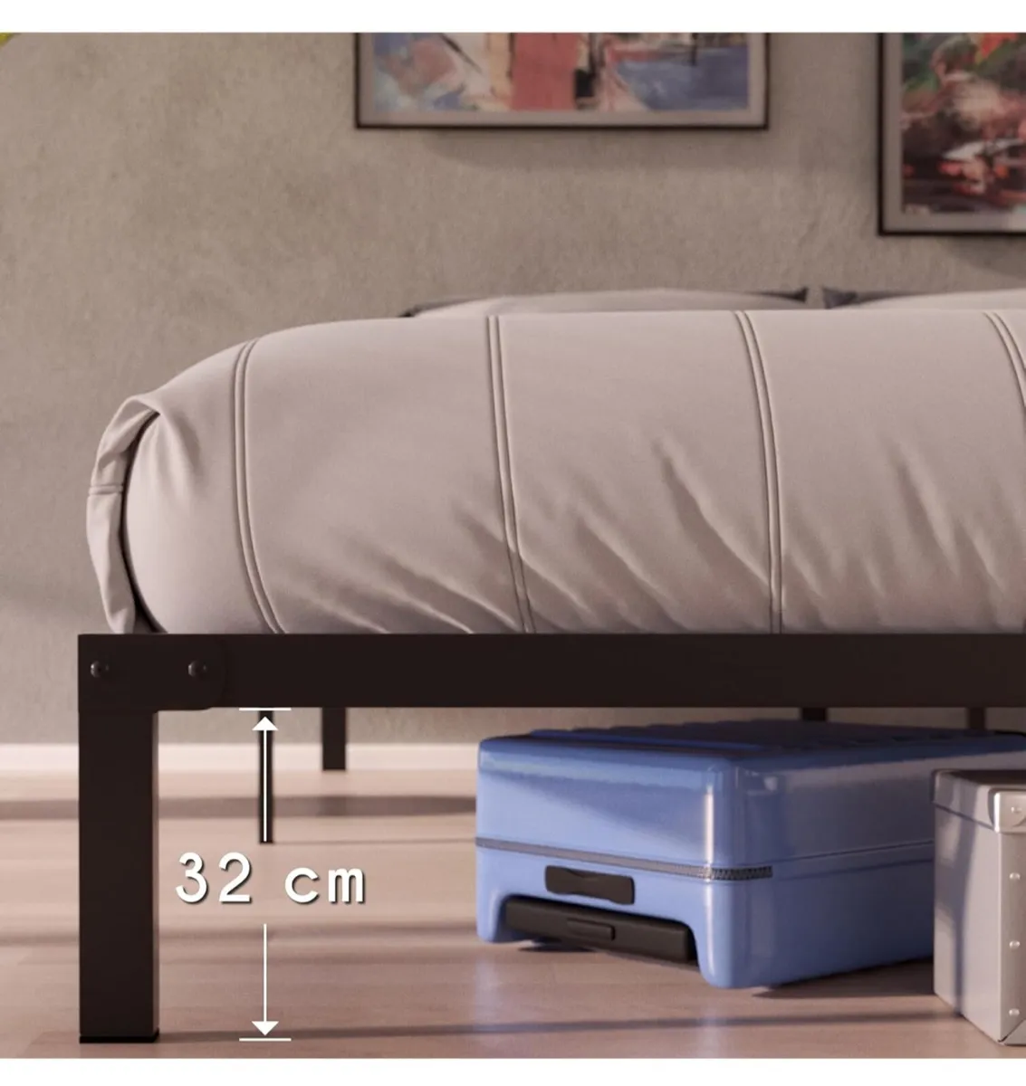 King Size Bed Frame Metal 150x200 with Storage - Image 3