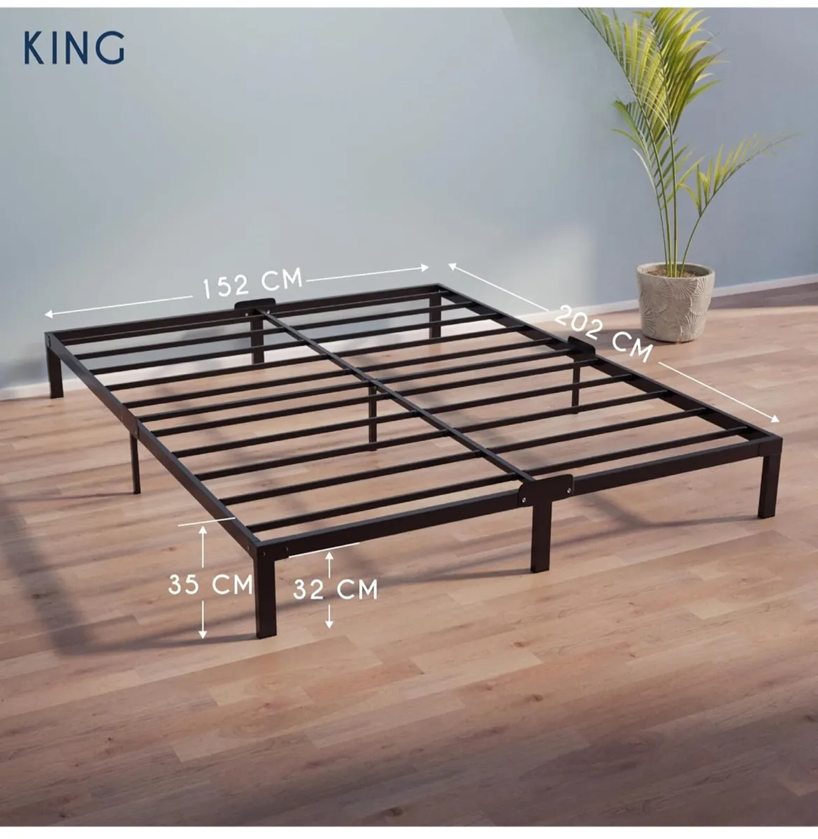 King Size Bed Frame Metal 150x200 with Storage - Image 1