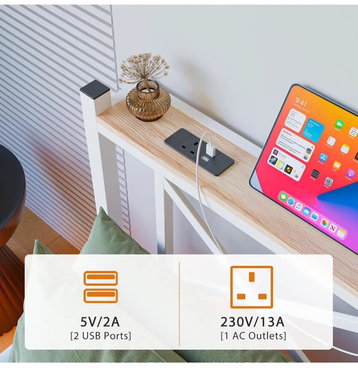 King Size Floating Bed Frame with LED Lights and C - Image 3