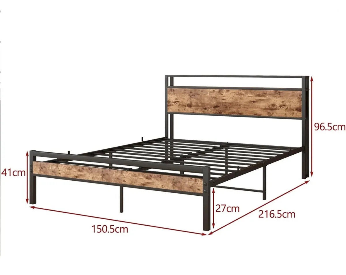 King Size Bed Frame with Storage Wooden - Image 2