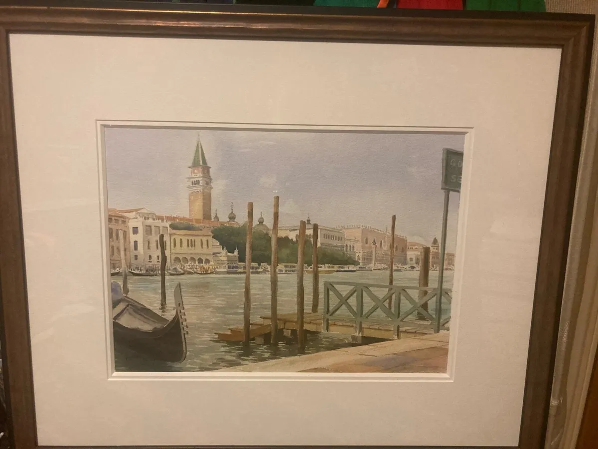 Venice watercolour painting signed artwork - Image 1