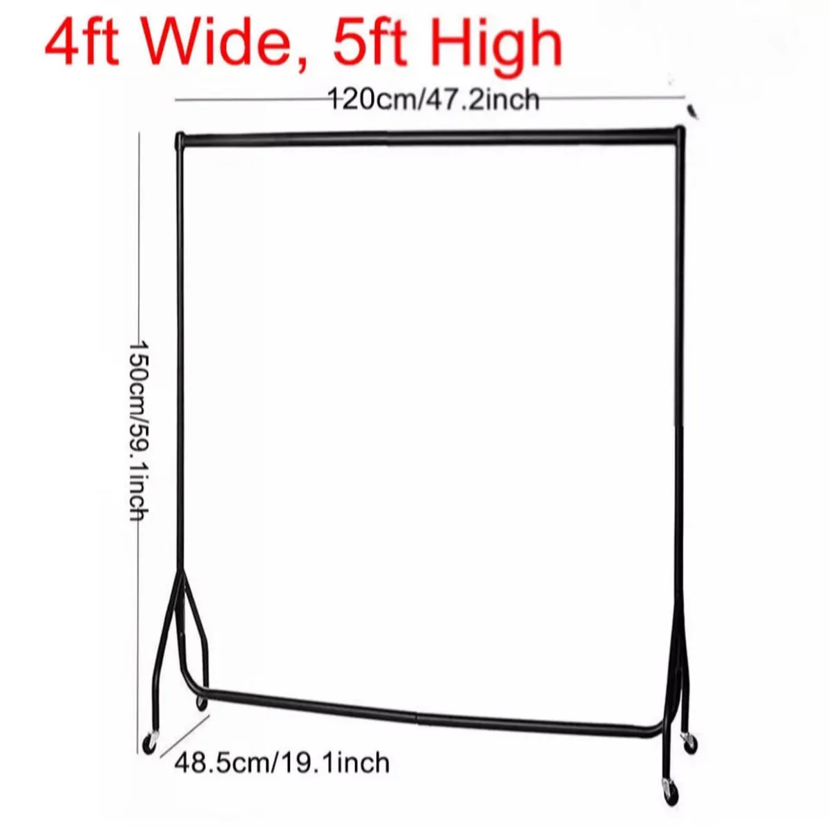 NEW 4ft Clothes Rail Heavy Duty 65kg Capacity - Image 1