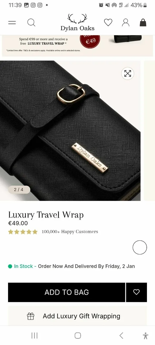 Dylan Oaks Luxury Travel jewellery wrap - Image 4