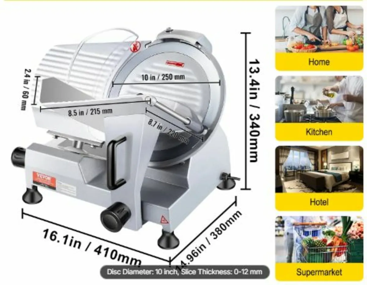 Commercial Meat Slicer, 240W Electric Deli Food - Image 2