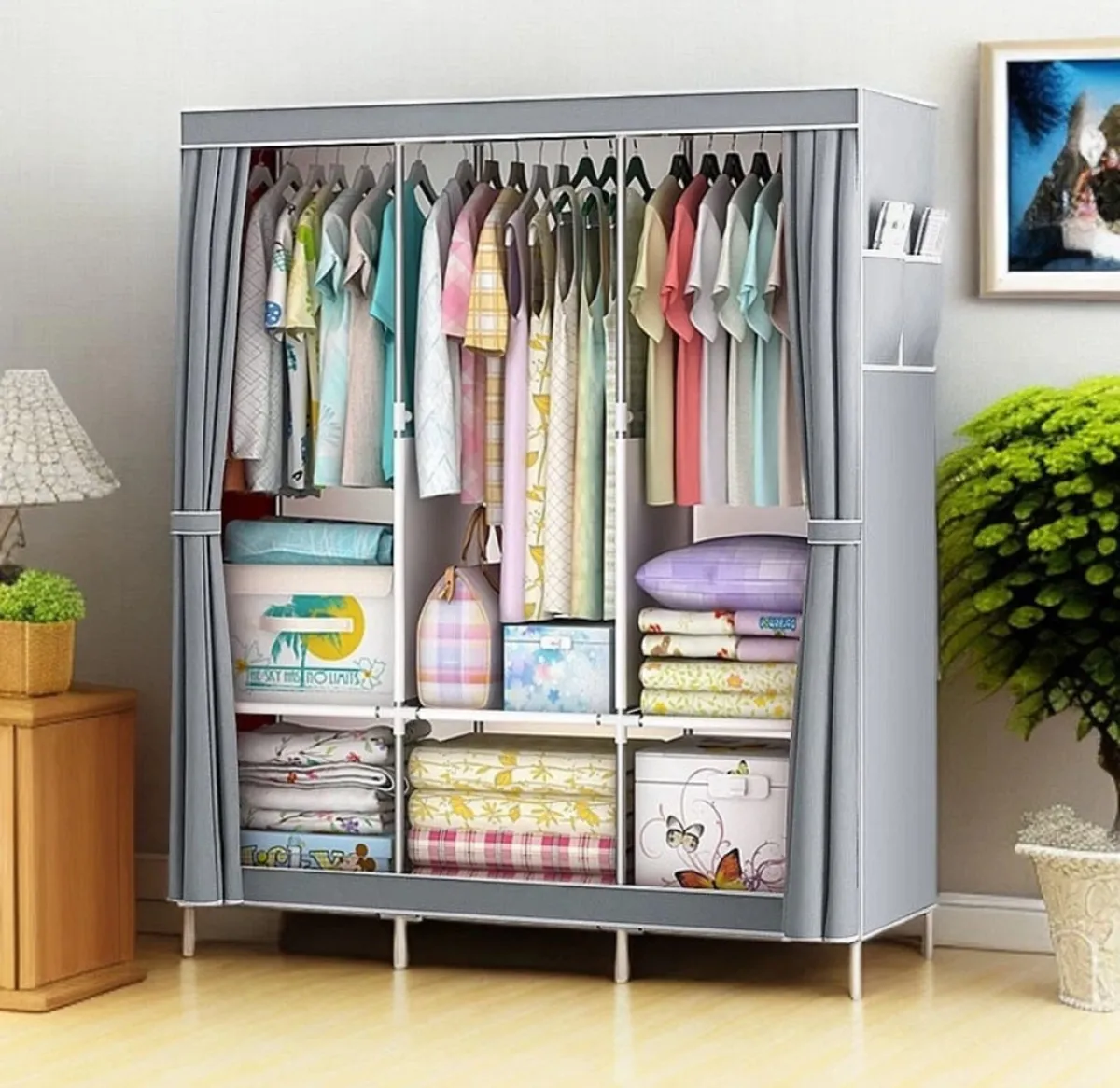 Canvas Covered Wardrobe Portable Storage NEW - Image 1