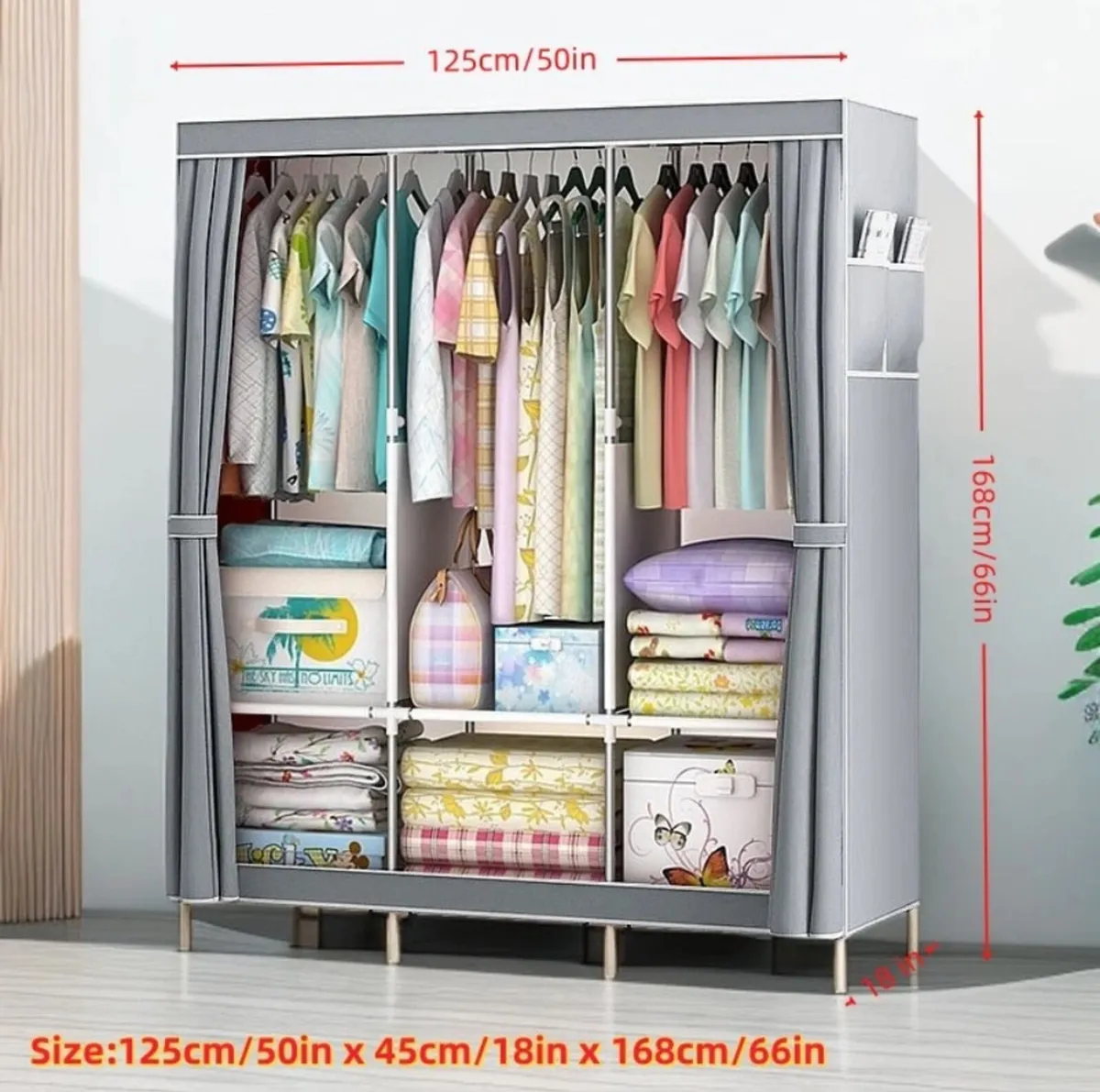 Canvas Covered Wardrobe Portable Storage NEW - Image 2