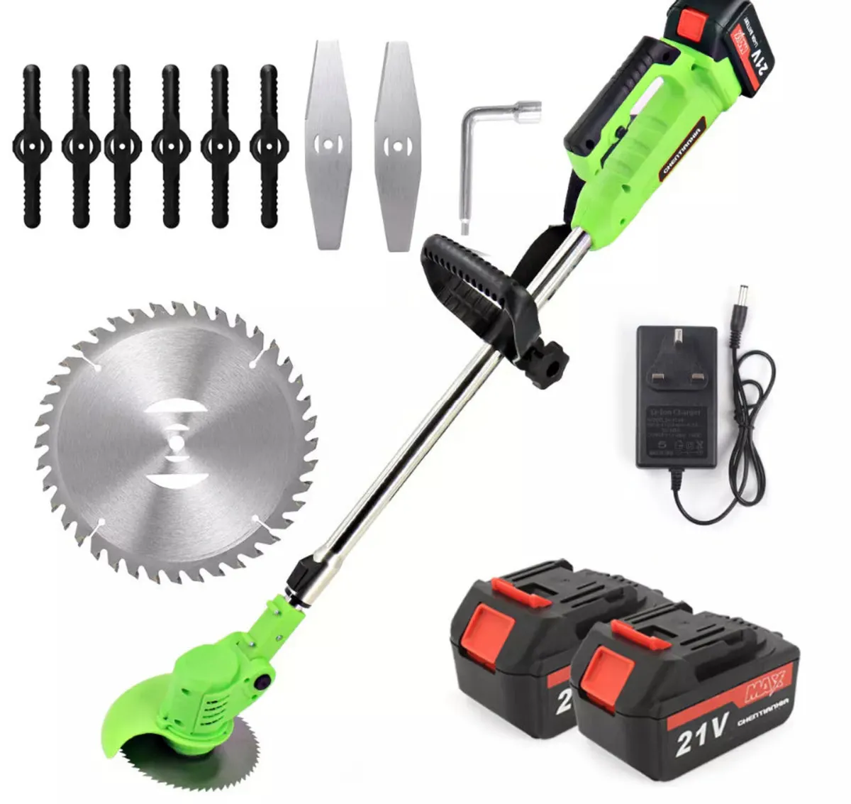 21V Cordless Strimmer Grass Trimmer & 2 Batteries - Image 3