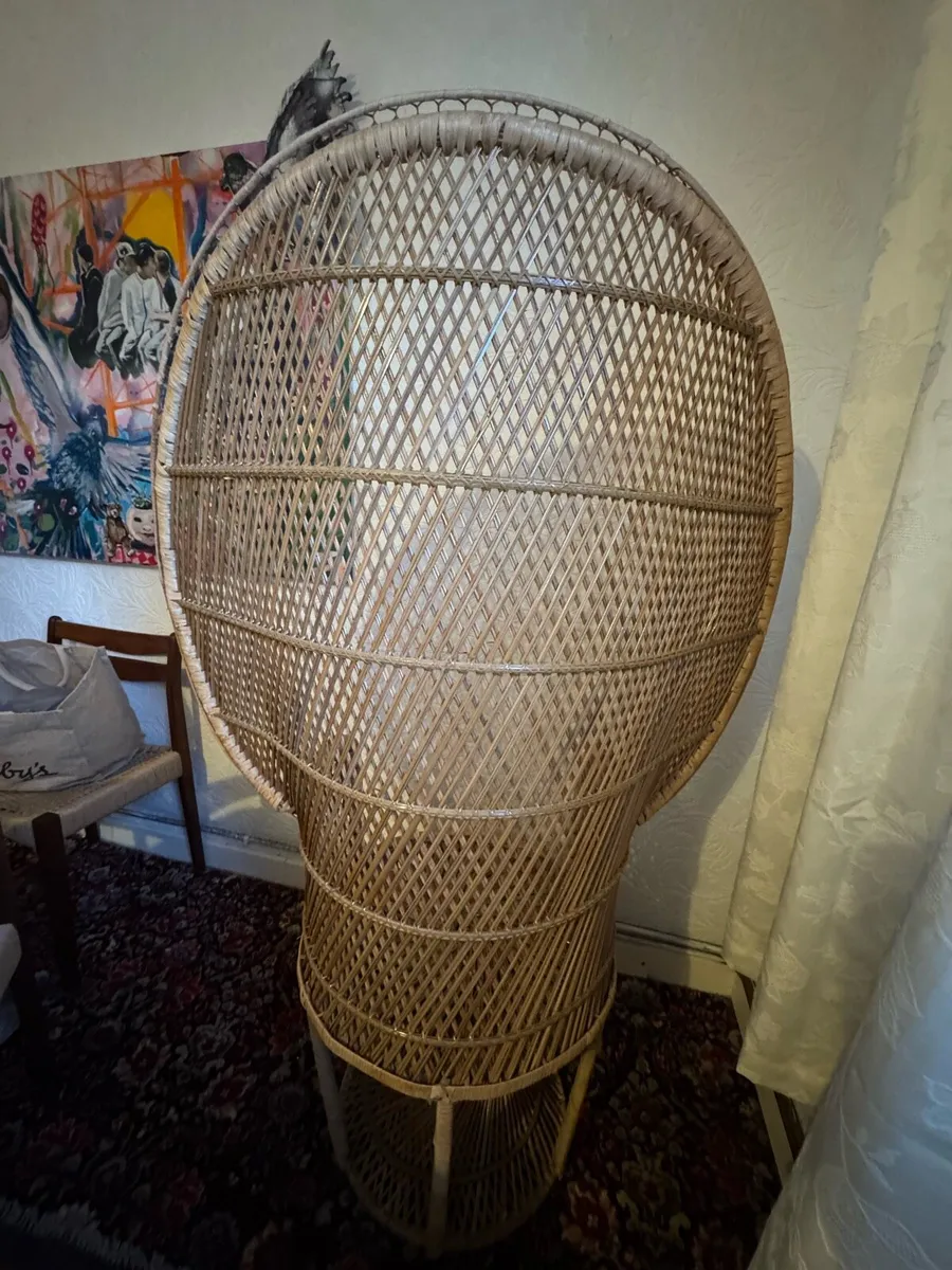 Pair of High-Back Rattan Peacock Chairs (155cm) - Image 3