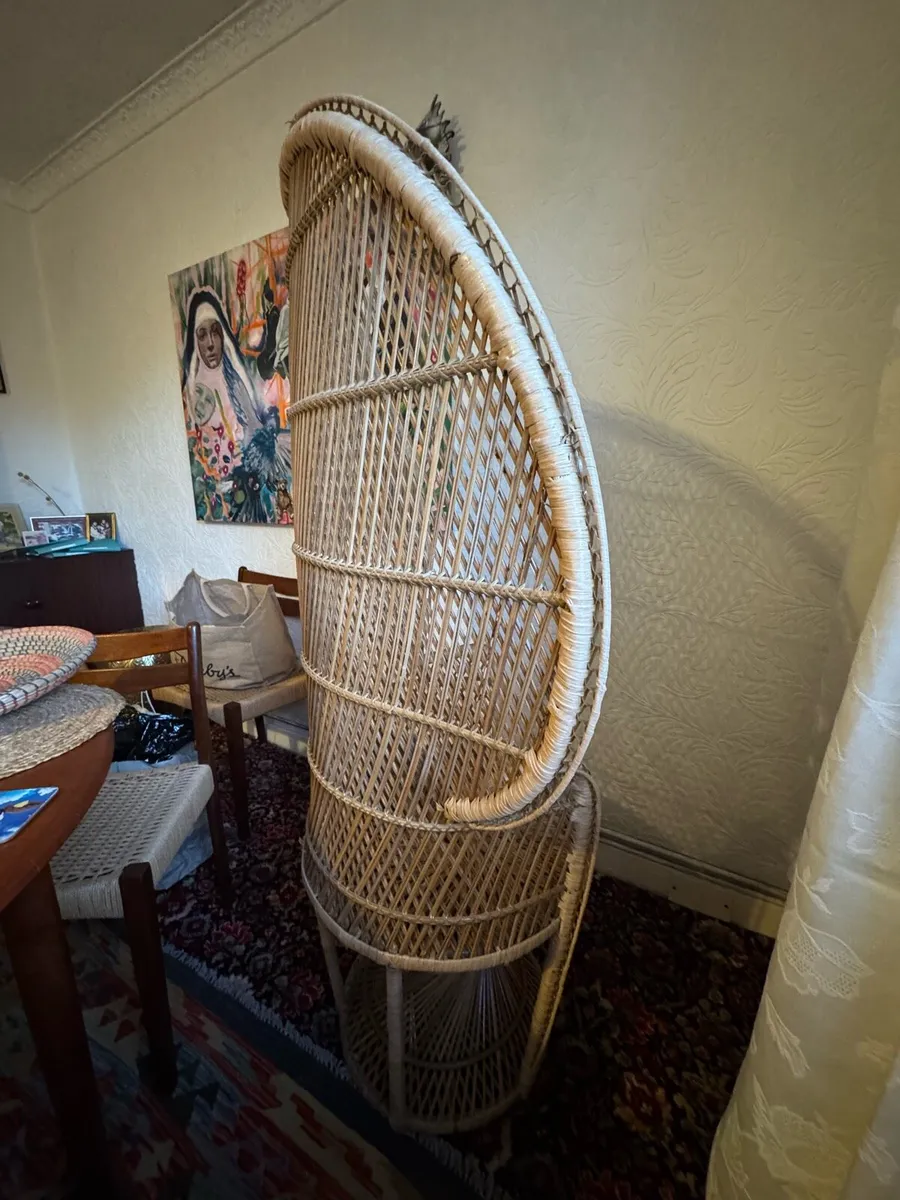 Pair of High-Back Rattan Peacock Chairs (155cm) - Image 4