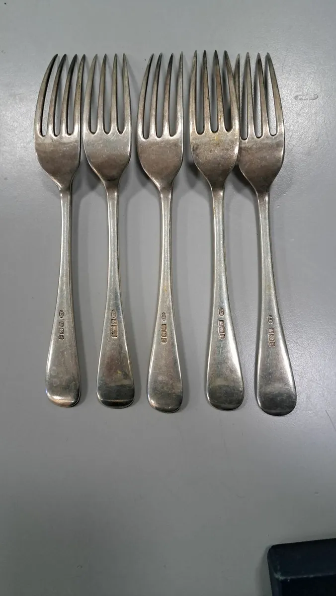 Sterling silver dinner forks - 5 off - Image 3