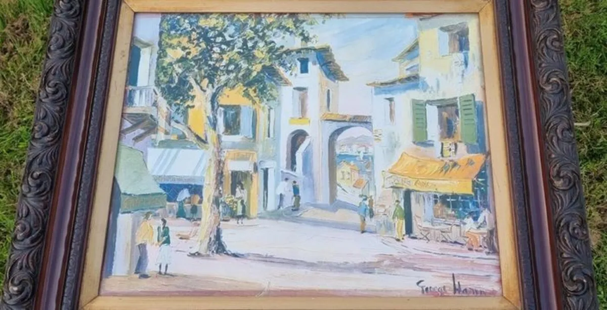 Large vintage painting in an old frame - Image 4