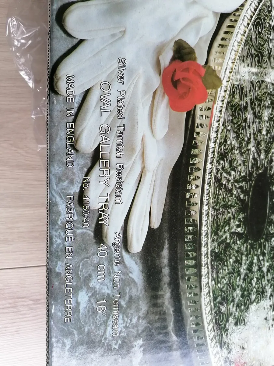 Oval silver serving tray for sale - Image 2