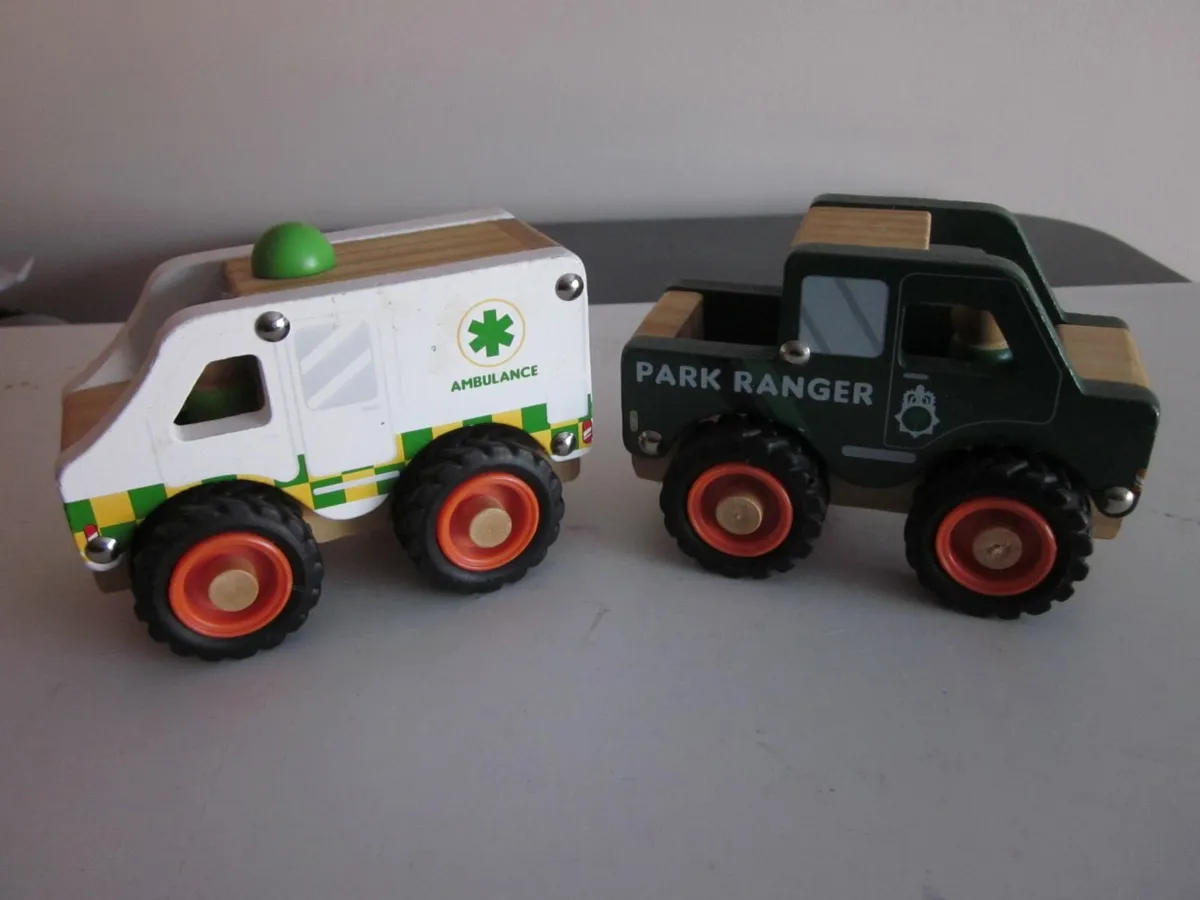 Little Town Wooden Ambulance/ Park Ranger Cars - Image 2