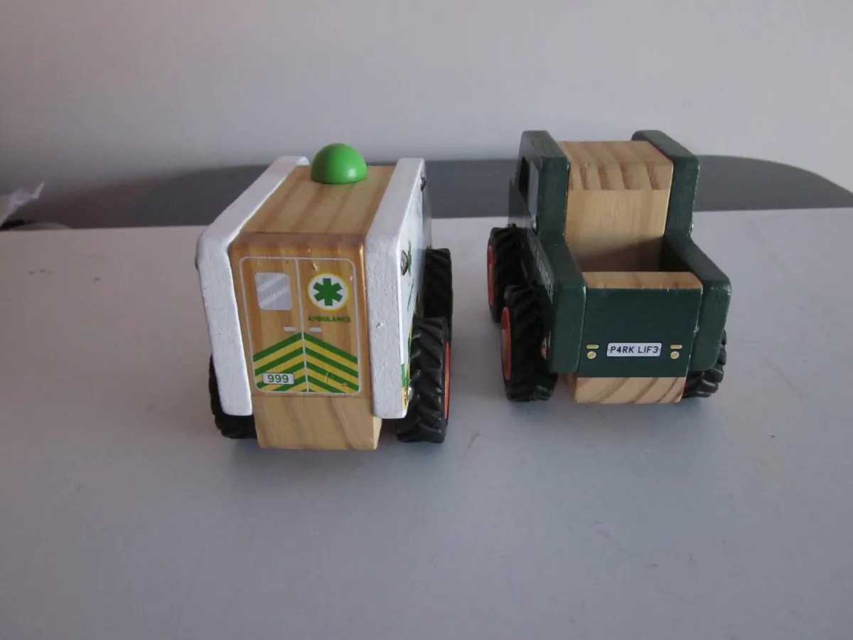 Little Town Wooden Ambulance/ Park Ranger Cars - Image 3