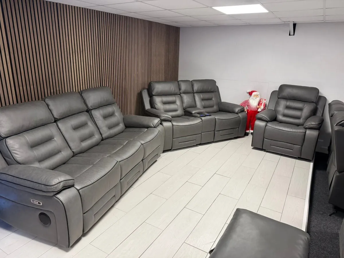 Knox 3+2 Dark Grey Electric Recliner Sofa - Image 1