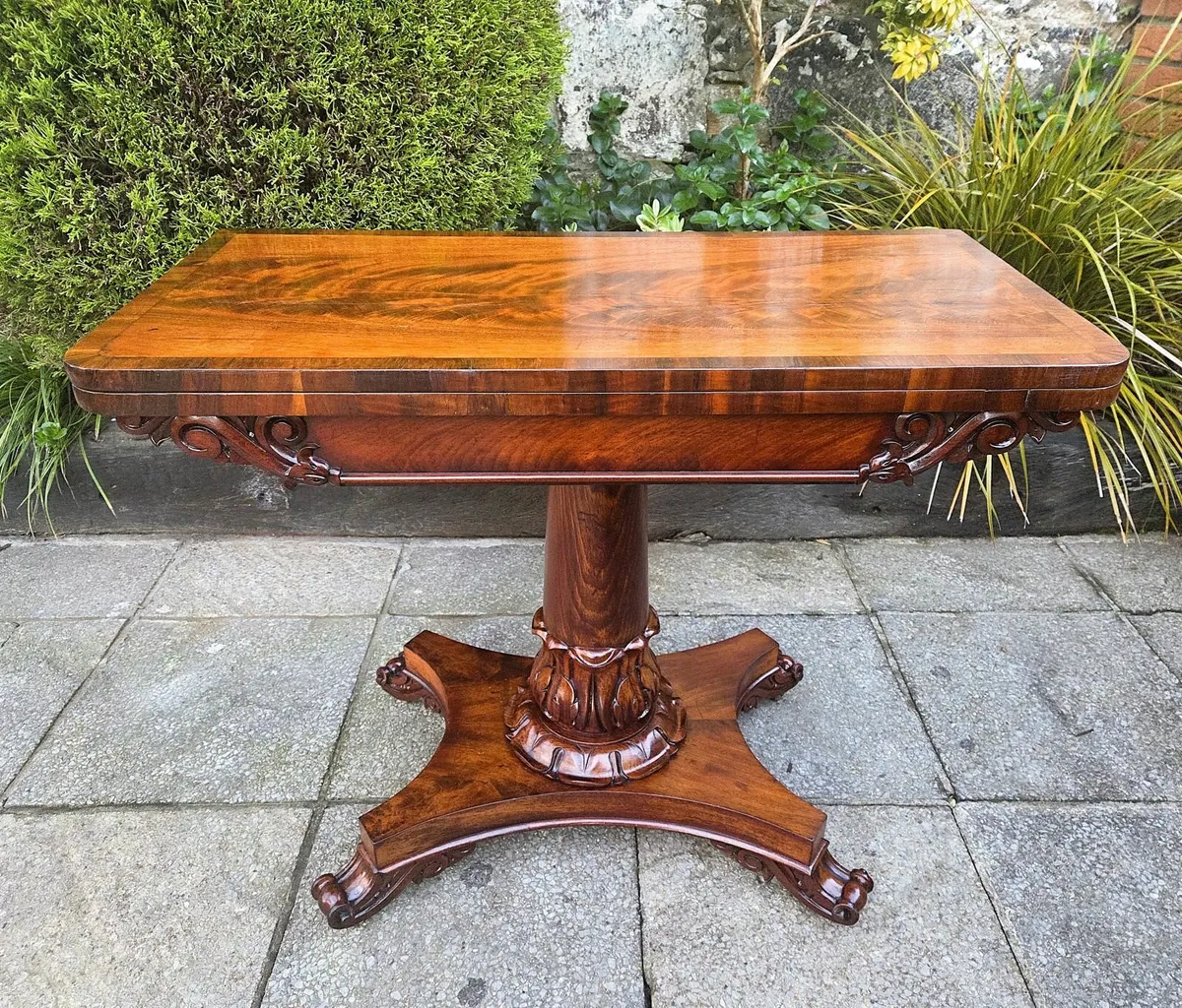 Victorian Fold Over Card Table- Circa 1850 - Image 1