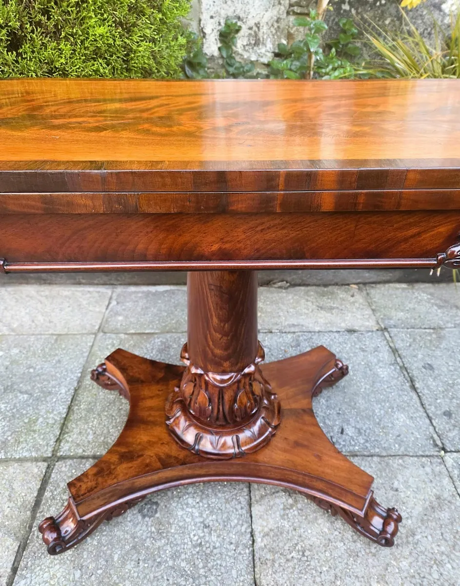 Victorian Fold Over Card Table- Circa 1850 - Image 3