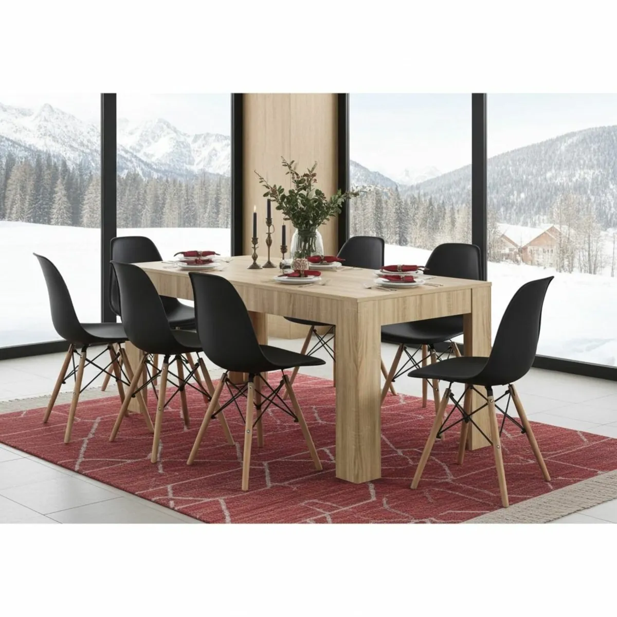 6-Seater Nordic Oak Dining Set 🎄✨ - Image 1