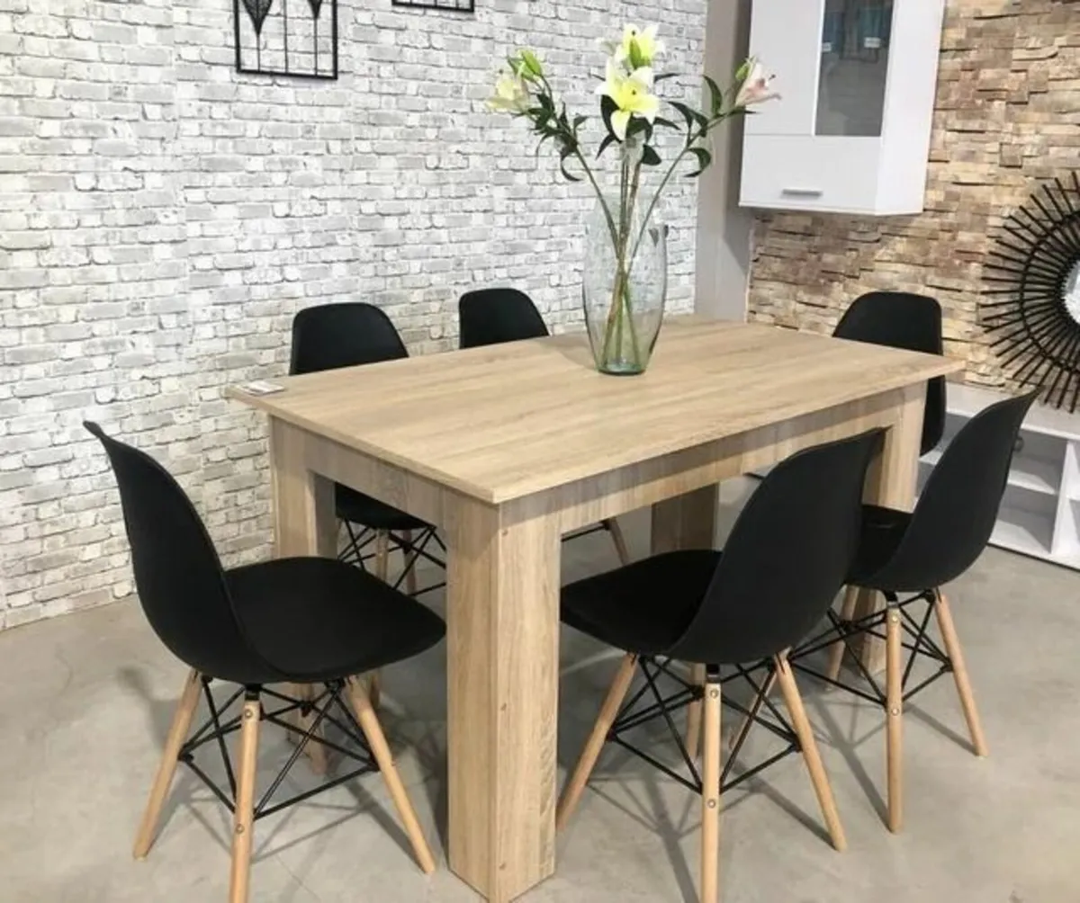 6-Seater Nordic Oak Dining Set 🎄✨ - Image 1