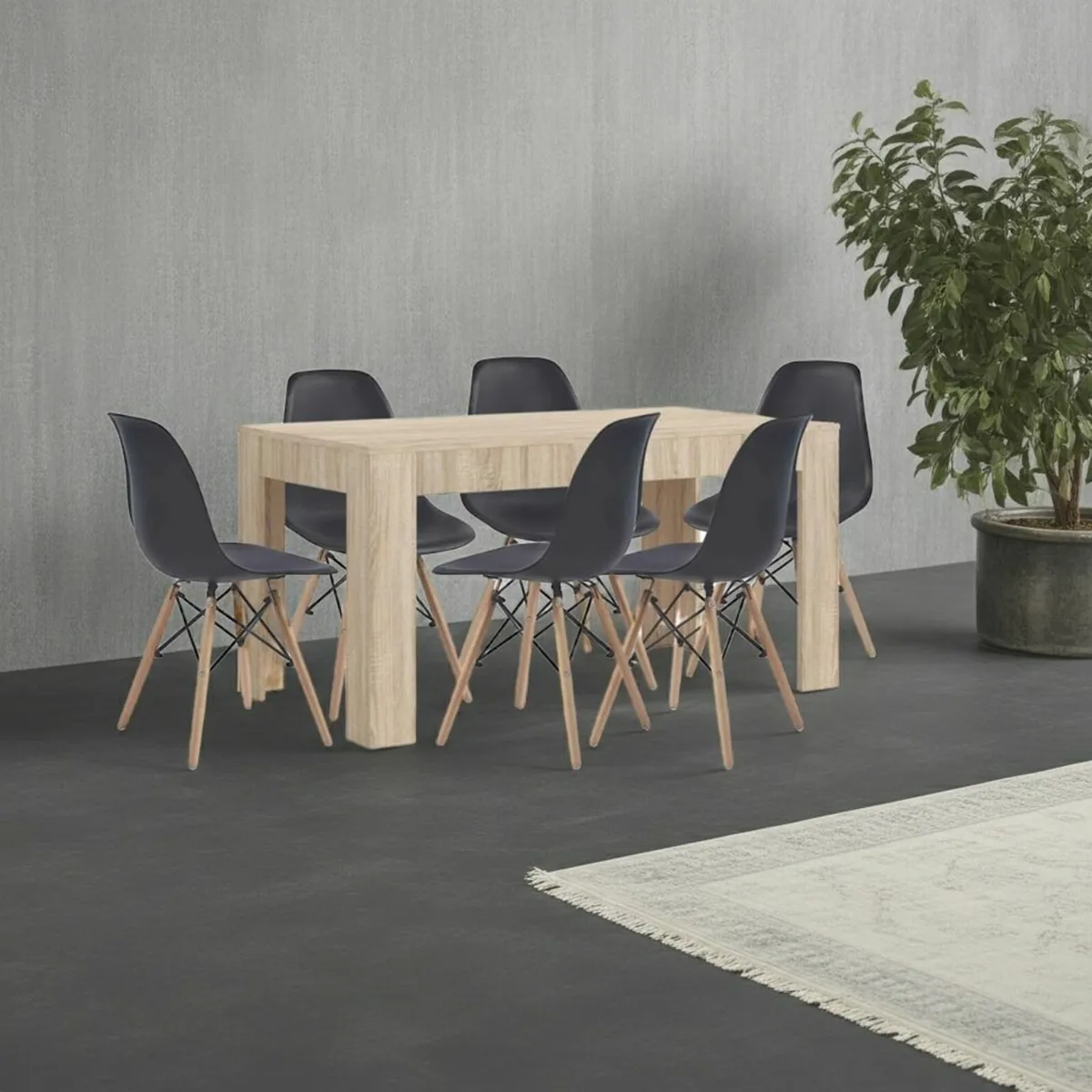 6-Seater Nordic Oak Dining Set 🎄✨ - Image 1