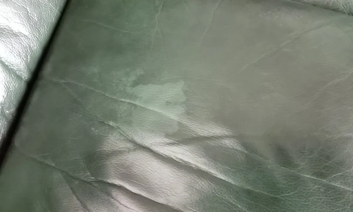 Green leather 3 seater couch. - Image 4