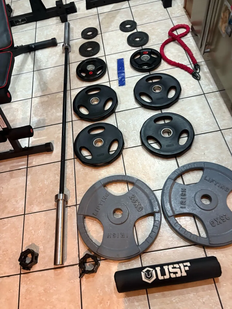 OLYMPIC WEIGHTLIFTING SET WITH HEAVY DUTY RACKS!!! - Image 2