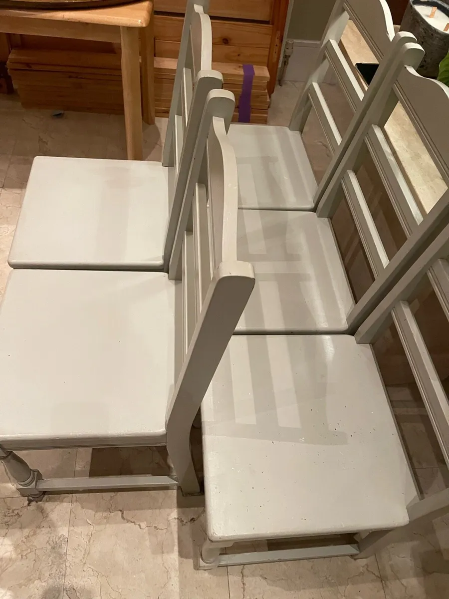5 x Light Grey Sturdy Wooden Kitchen Dining Chairs - Image 2