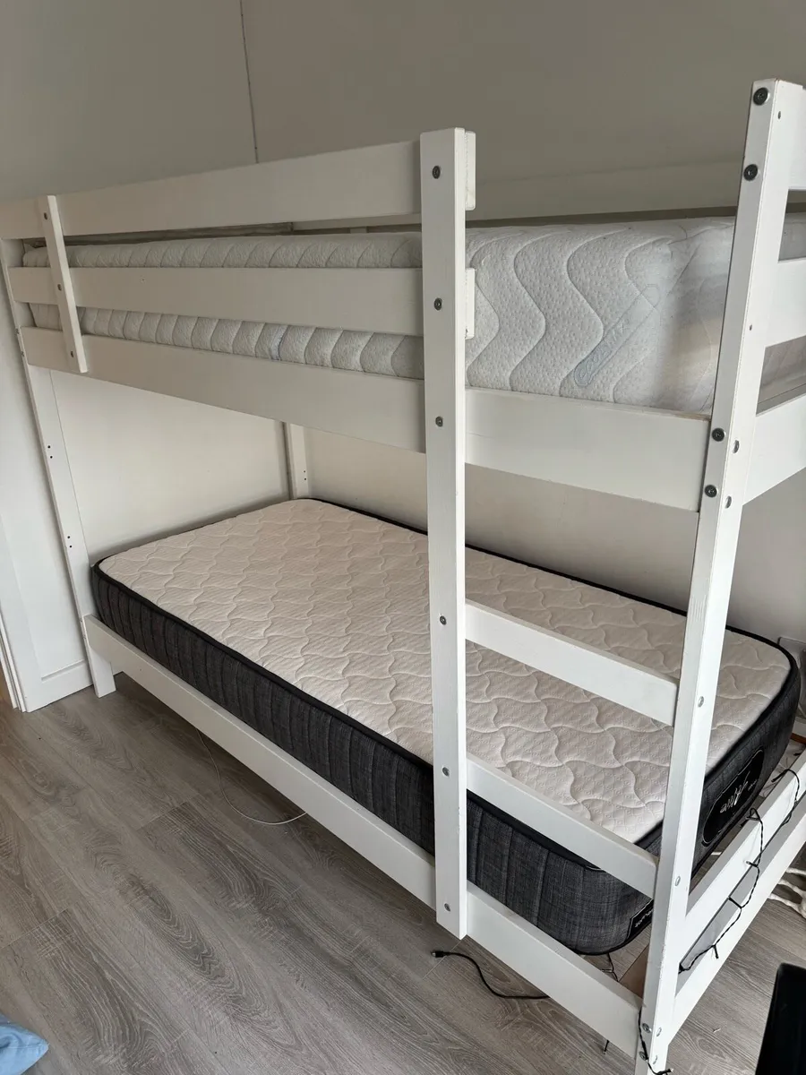 White Wooden Bunk Bed Frame - Image 1