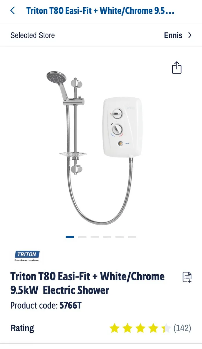 New Triton T80 Electric Shower 9.5kw - Image 1