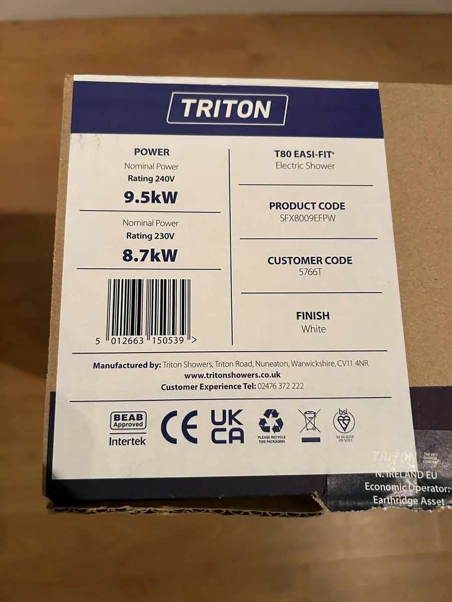 New Triton T80 Electric Shower 9.5kw - Image 2