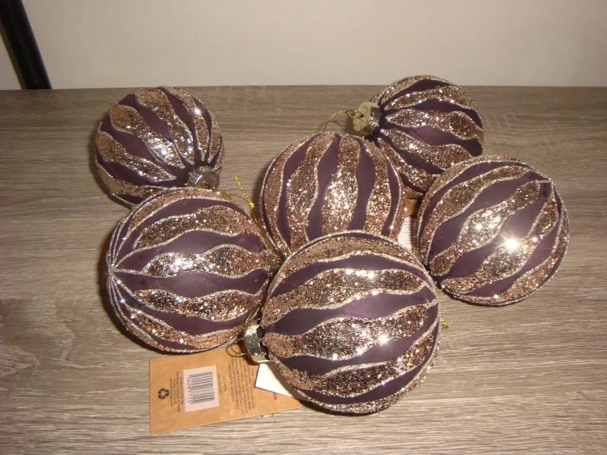 Champagne gold and purple baubles - NEW - Image 4