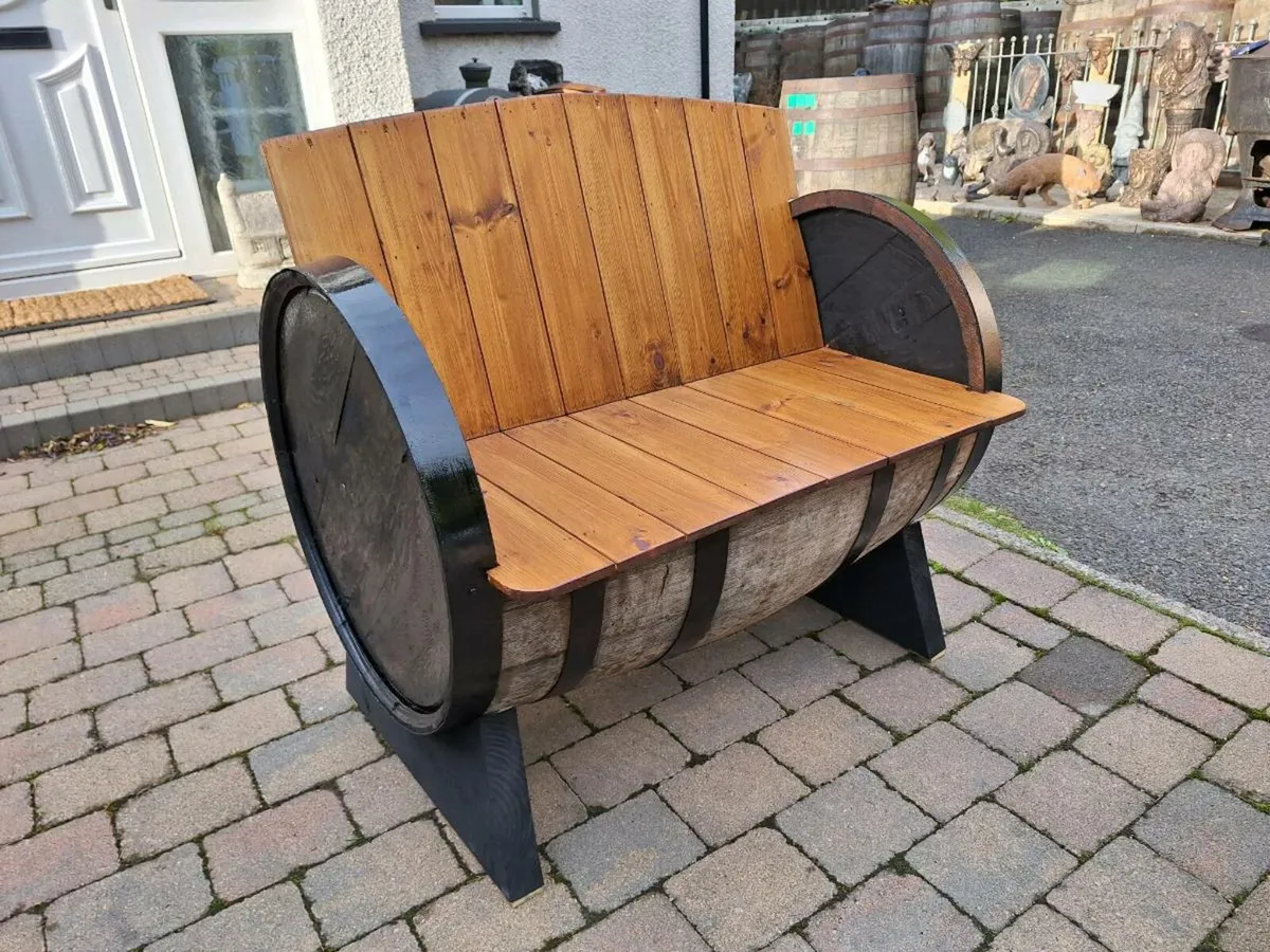 Oak barrel seat for garden patio bar mancave - Image 2
