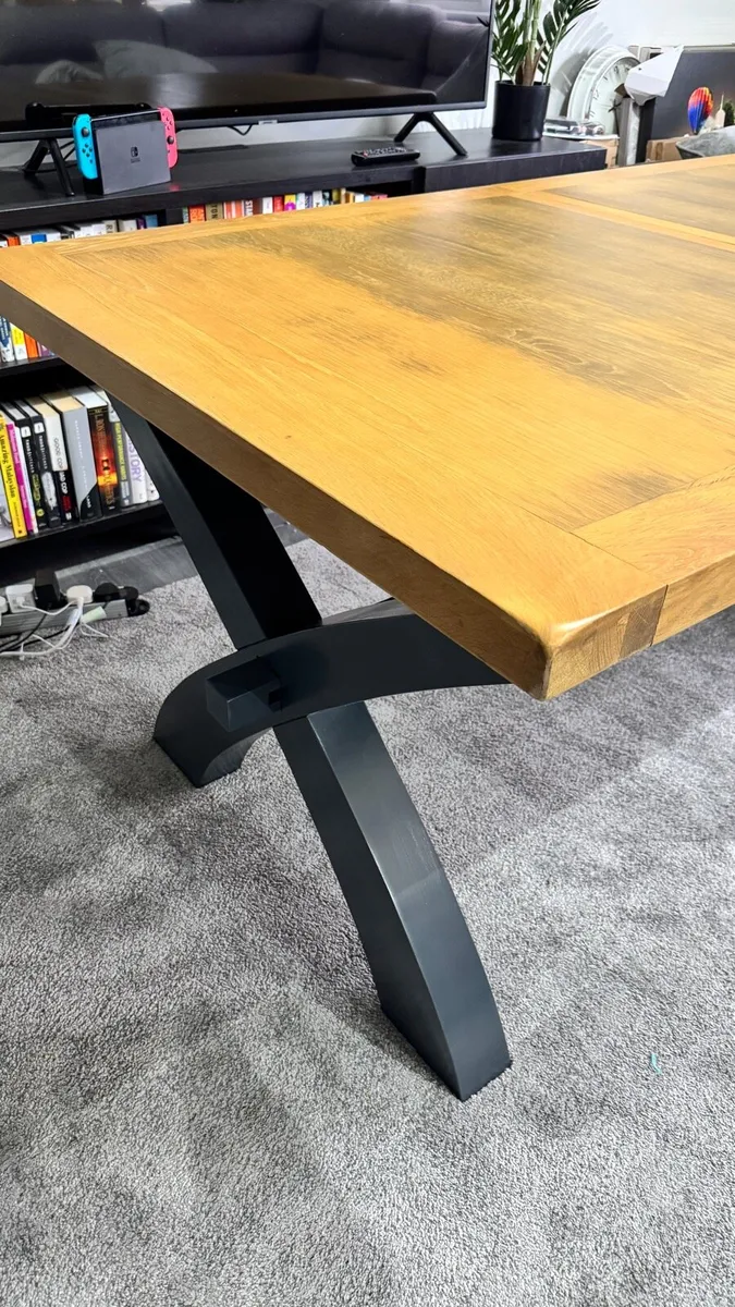 1.8m Cross Leg Extending Dining Table Like New - Image 2