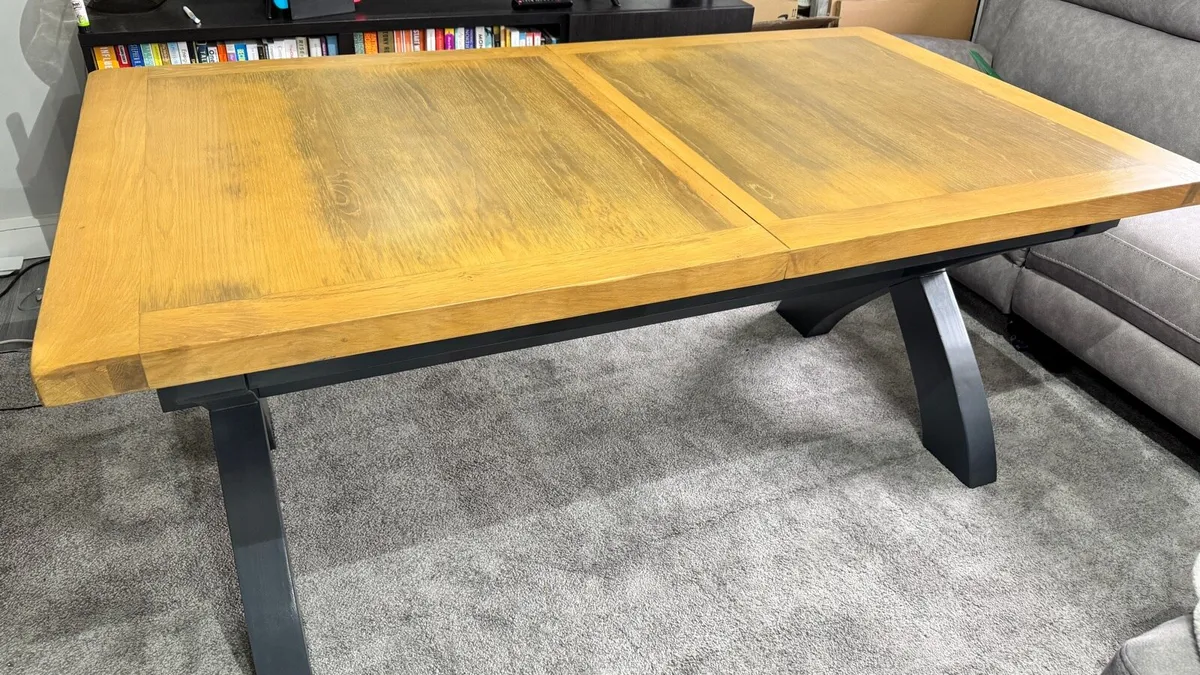 1.8m Cross Leg Extending Dining Table Like New - Image 3