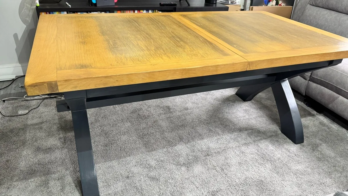 1.8m Cross Leg Extending Dining Table Like New - Image 4