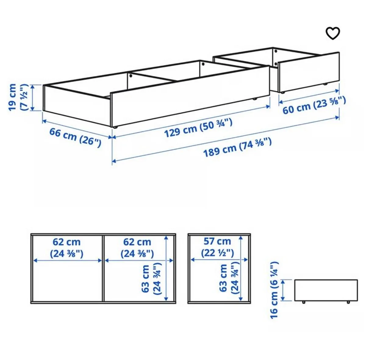 IKEA Hemnes Double Bed + Mattress + Storage Drawer + Bedside Table - Image 4