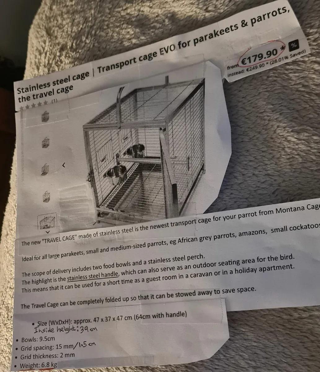 Parrot Travel Cage - Stainless Steel - Image 3