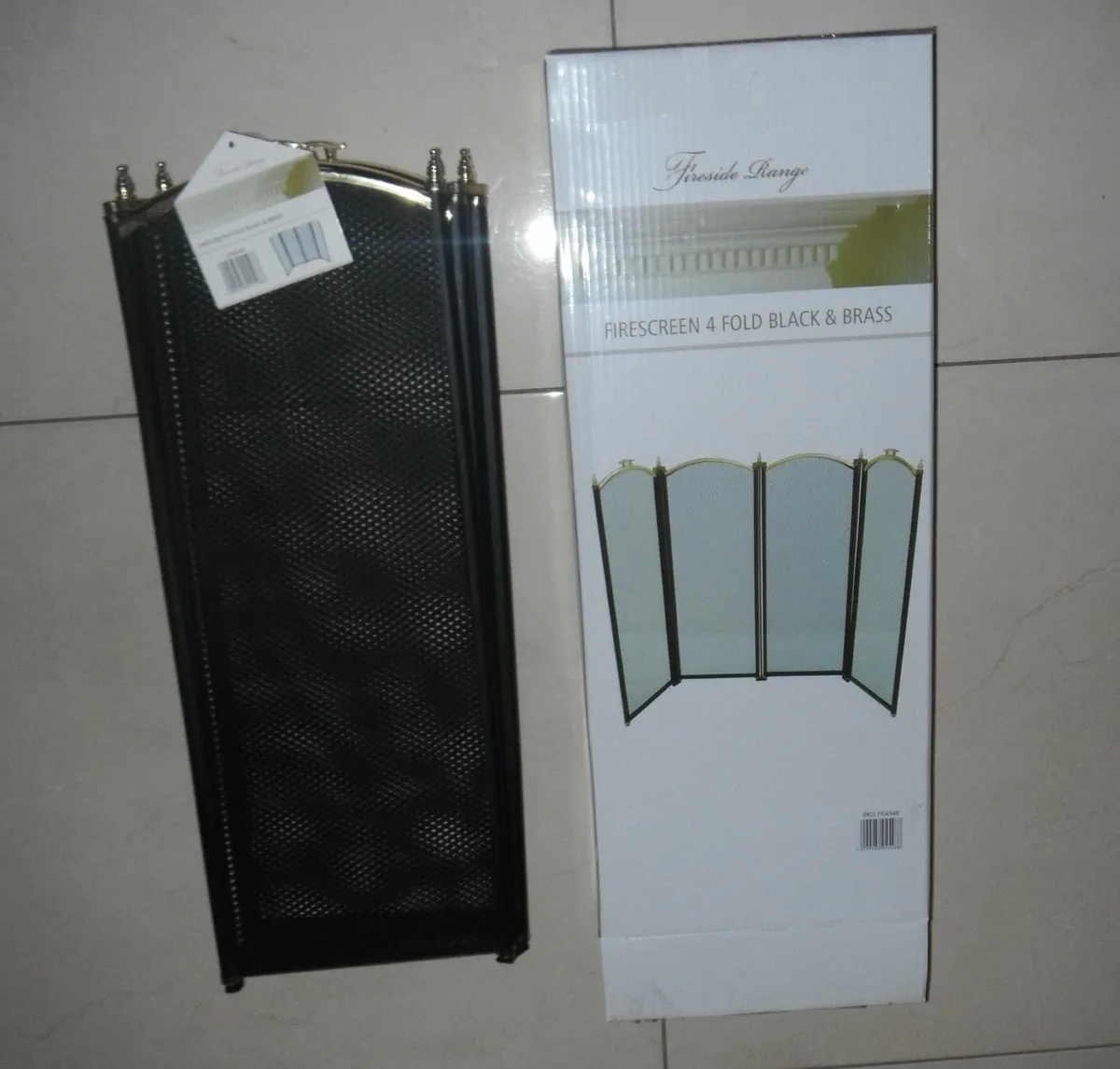 New 4 Fold Black & Brass Fire Screen /Spark Guard - Image 2