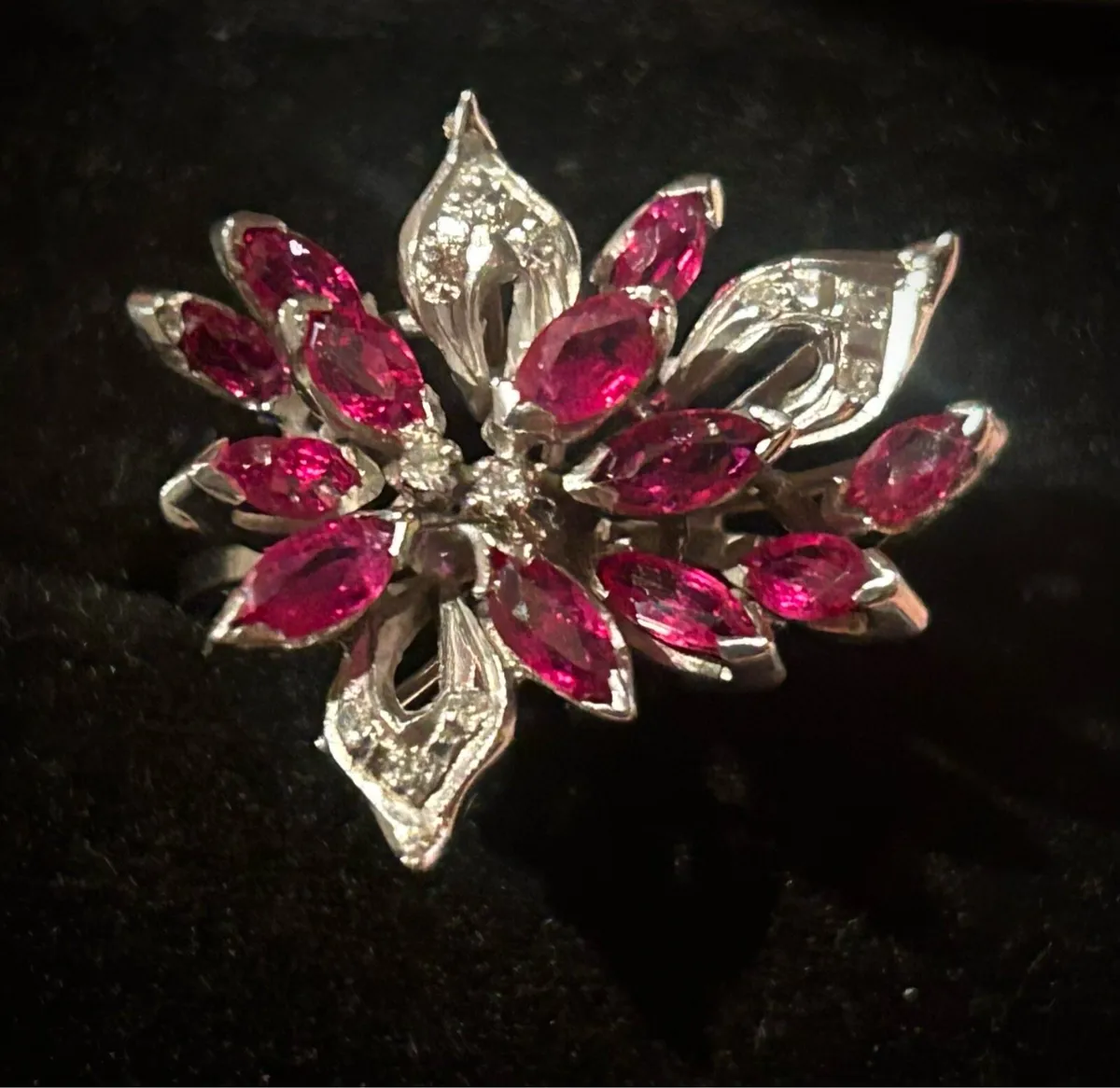 Unique Platinum Ruby and Diamond Ring - Image 1