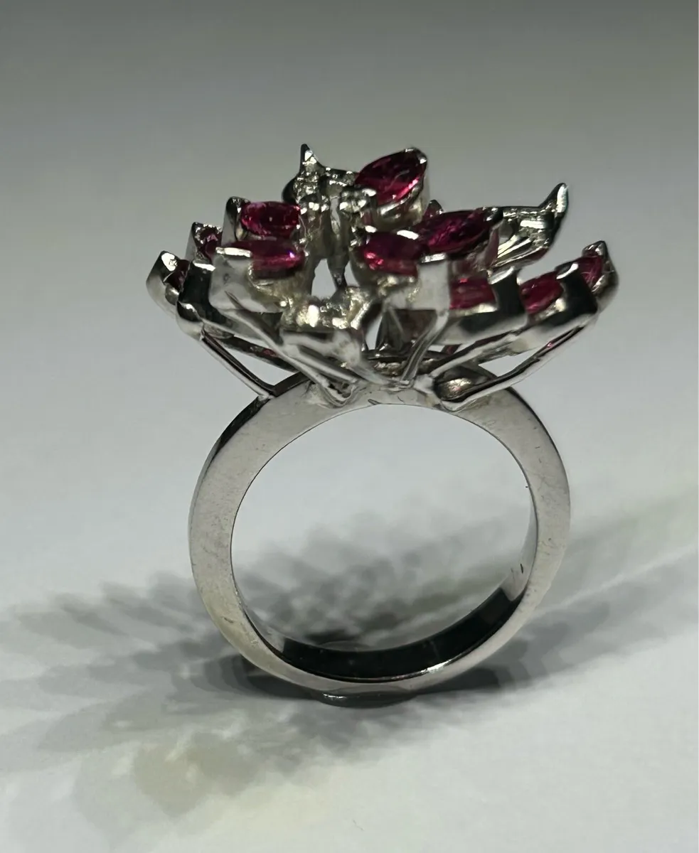 Unique Platinum Ruby and Diamond Ring - Image 3