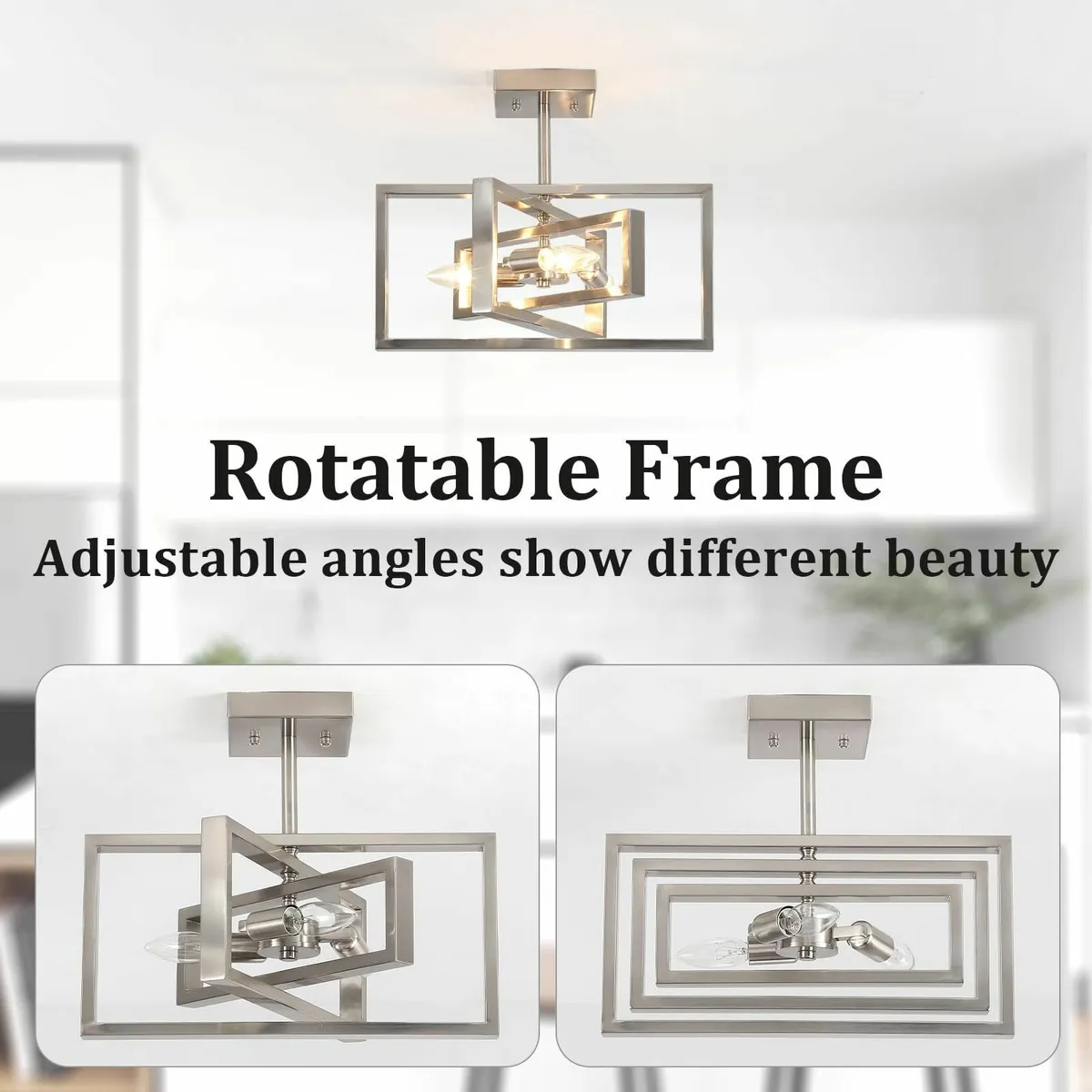 Brushed Nickel Ceiling Light Living Room 3 Lights - Image 3